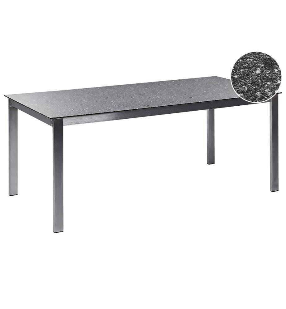 Table de salle à manger de jardin COSOLETO 180 cm 90 cm Verre Noir