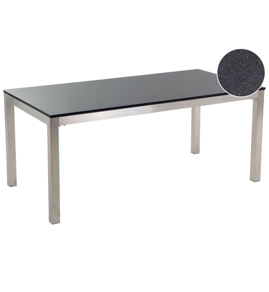 Table de salle à manger de jardin GROSSETO 180 cm 90 cm Poli Granit Noir