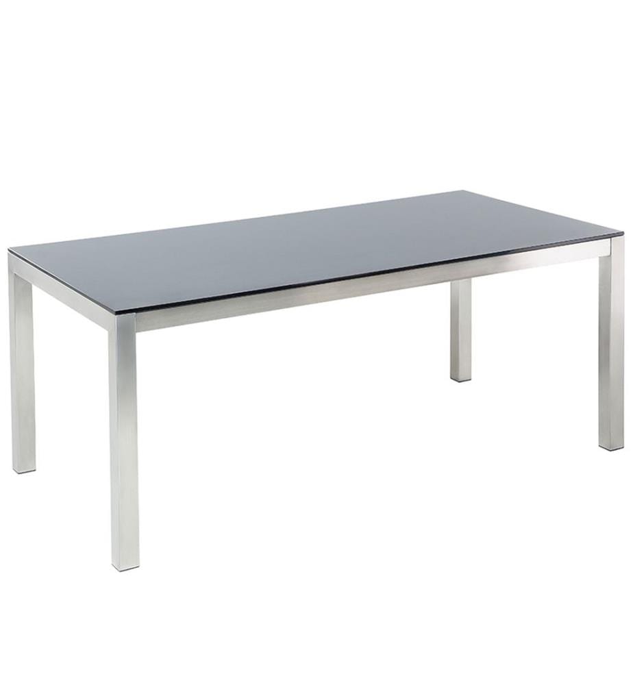 Table de salle à manger de jardin GROSSETO 180 cm 90 cm Verre de sécurité Noir