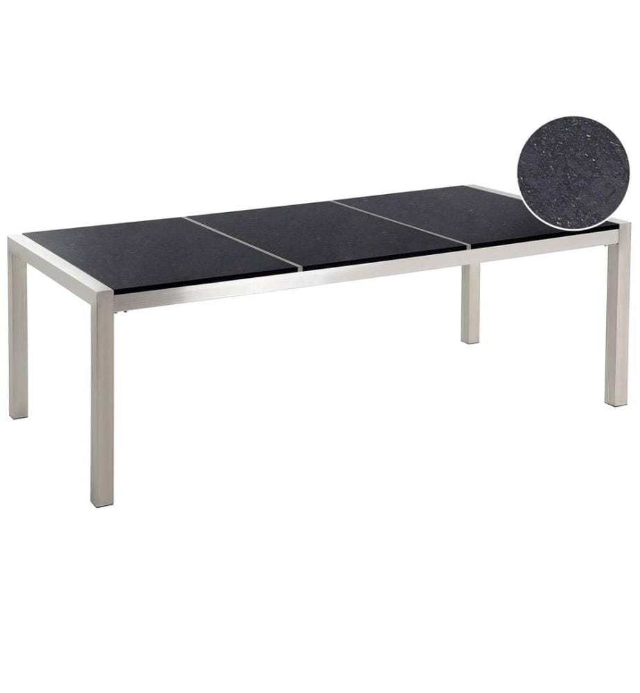 Table de salle à manger de jardin GROSSETO 220 cm 100 cm Poli Granit Noir