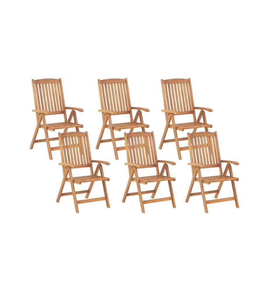 Lot de 6 chaises de jardin JAVA Acacia Marron clair