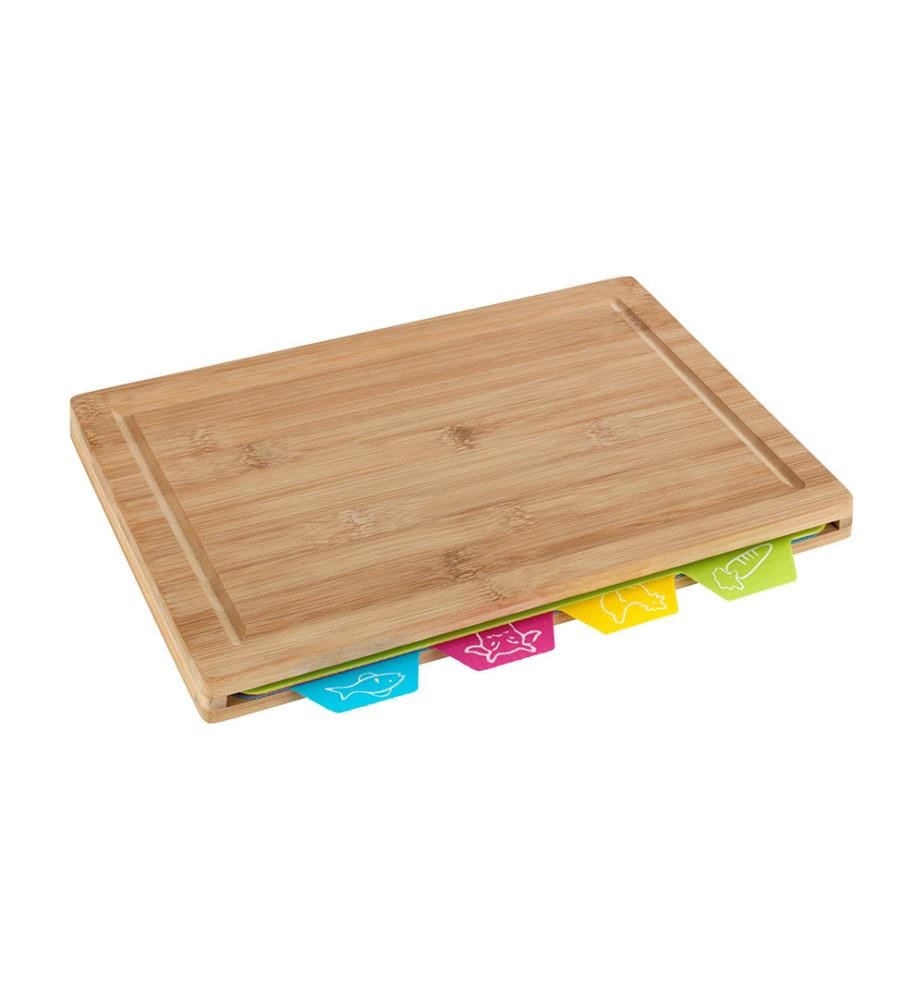 Planche à découper Bella, bambou, avec 4 supports de coupe amovible