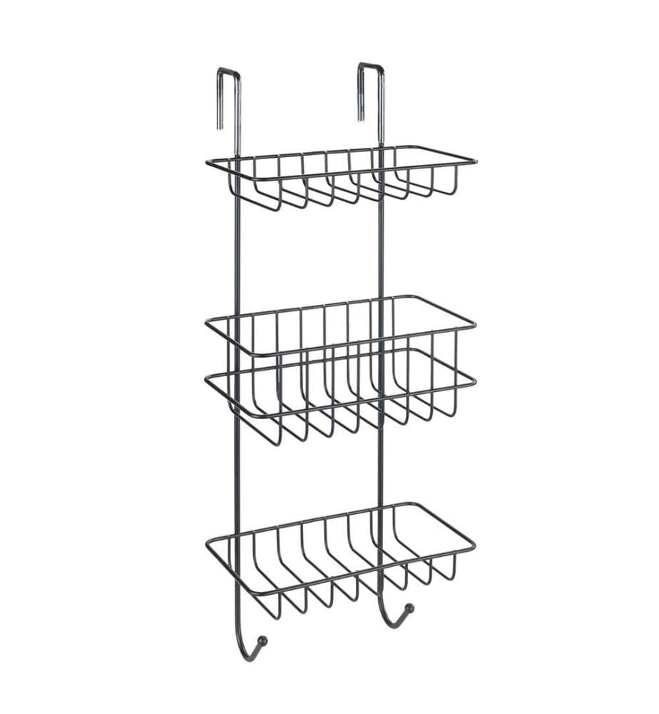 Etagère de douche à suspendre Revigo, 2 paniers, noir, en acier vernis noir