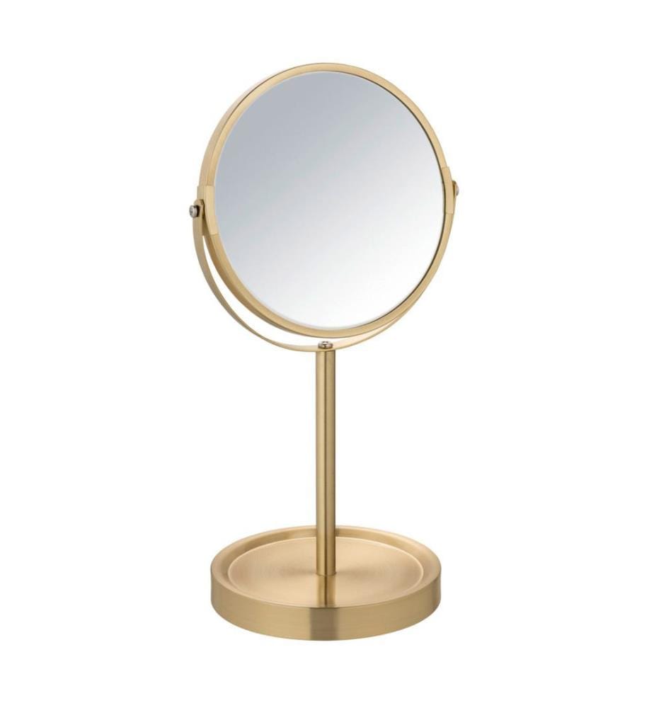 Miroir sur pied Alata Ø 17 cm avec 3 compartiments - Or