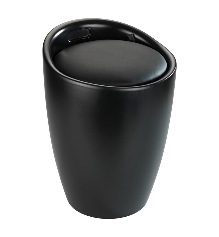 Tabouret de douche Candy Noir mat, coffre à linge 20L, plastique