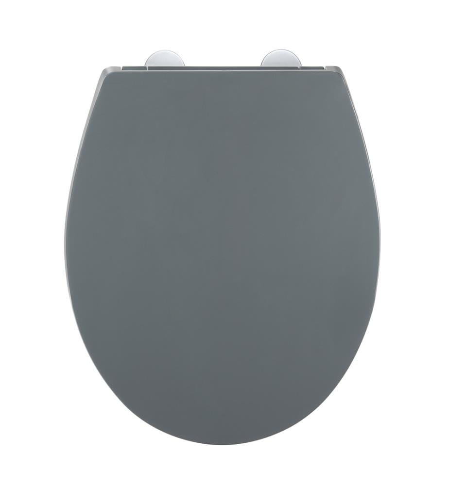 Abattant de WC Mod. Ostuni, gris, thermoplastique, Easy Close, 37x44,5 cm, avec butoir mural pour la stabilité