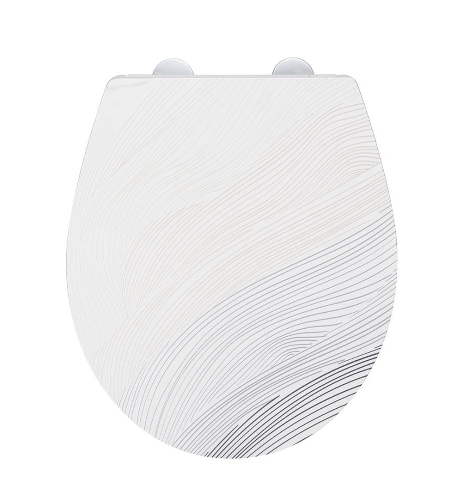 Abattant WC Mod. Menin, multicolore, duroplastique, acier inoxydable, 38x44,5 cm, mécanisme de fermeture facile soft-close