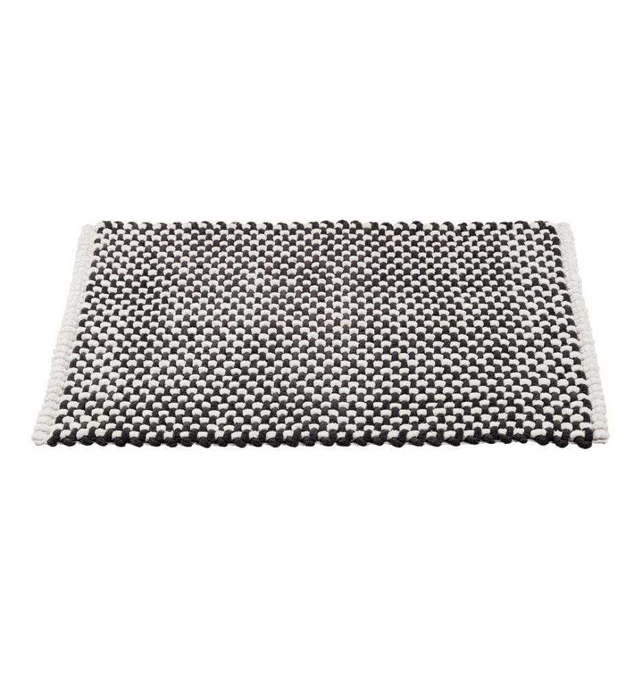 Tapis de bain Mod. Covelo, blanc-anthracite, polyester/coton, 50x80 cm, antidérapant, séchage rapide
