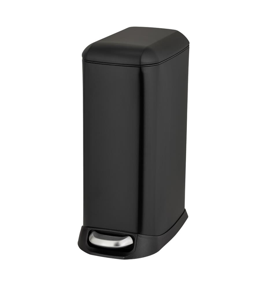 Poubelle à pédale Design 12 L, Easy-Close, noir, avec insert amovible