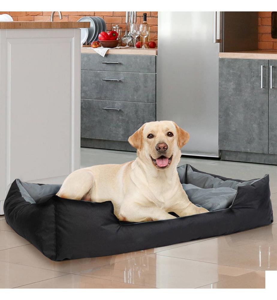 Coussin Panier pour Chien Imperméable et Réversible 120 cm - Noir et Gris