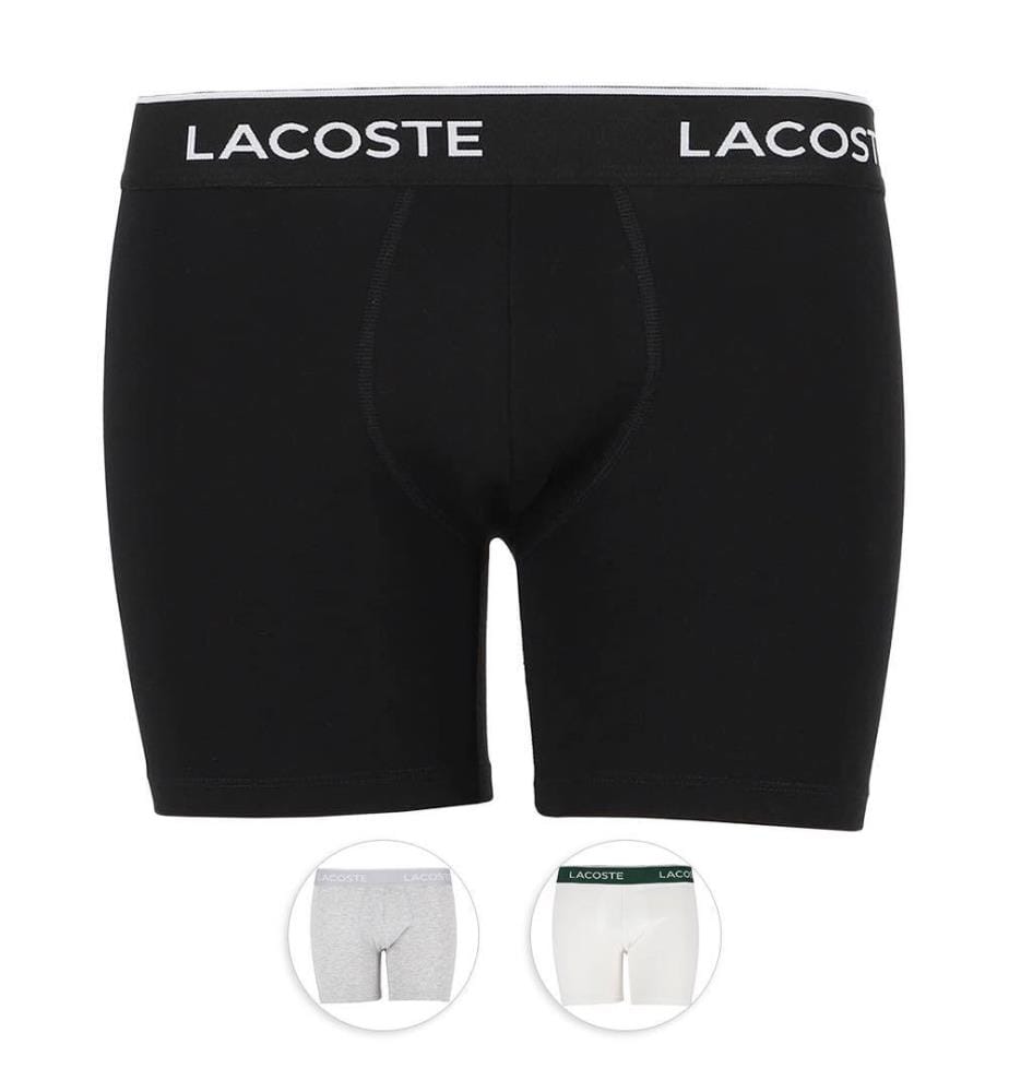 Lot de 3 Boxers Longs Coton Stretch - Noir & Blanc & Gris