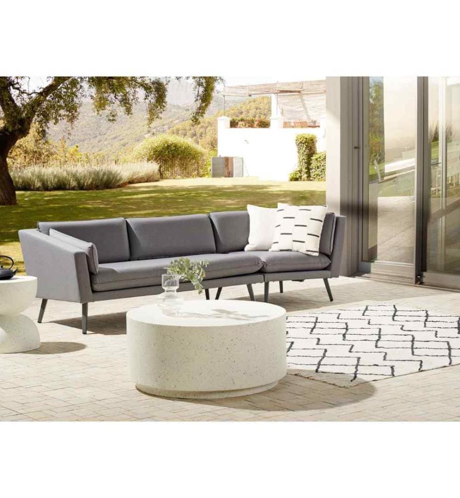 Canapé d'angle de jardin Gris Tissu Canapé modulable 3 places en L Moderne à droite Jardin Terrasse Salon Meubles Coin salon Paysage Coin siège
