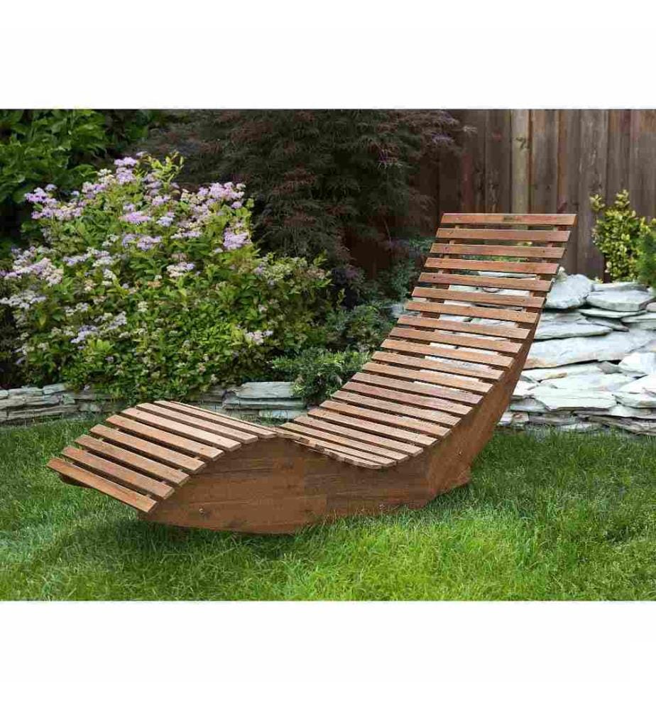 Bain de Soleil Chaise Longue de Terrasse en Bois d'Acacia Couleur Naturelle Résitant et Durable Fonction Bascule et Design Moderne