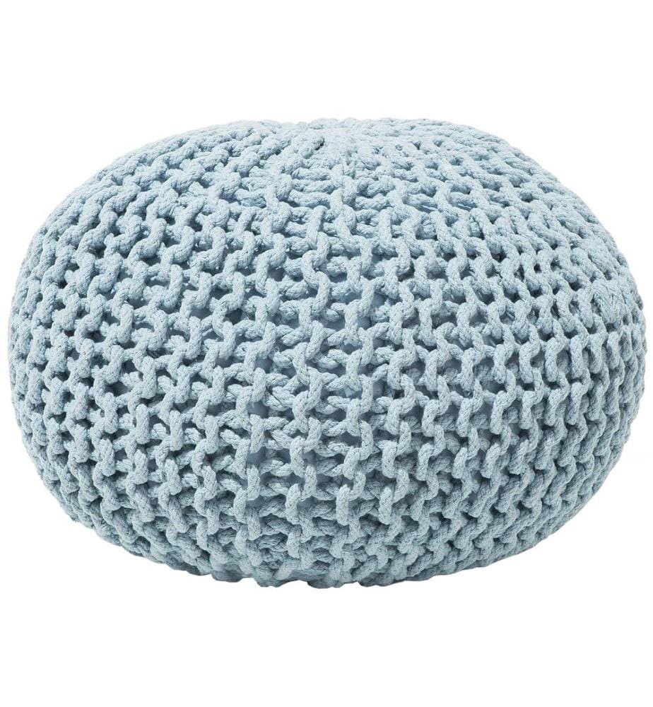Pouf CONRAD Coton Bleu clair 50 cm 50 cm 35 cm