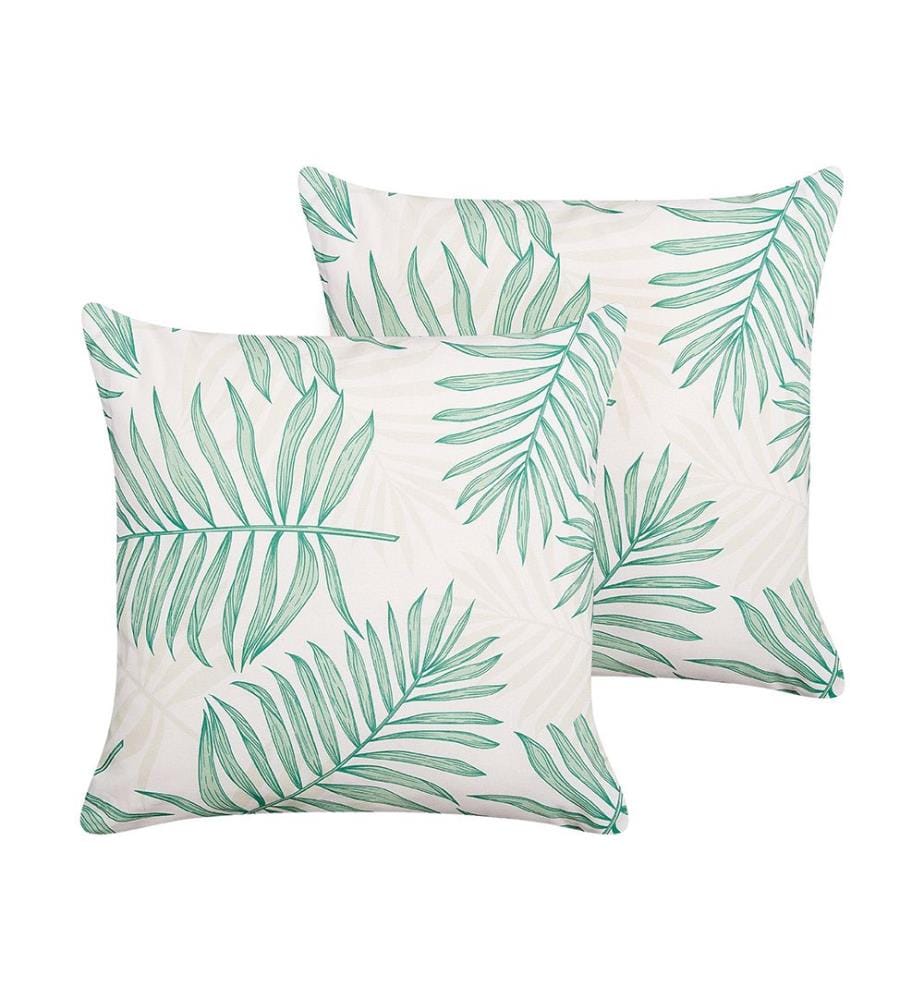 Lot de 2 coussins d'extérieur POGGIO Motif de plante 45 x 45 cm Vert