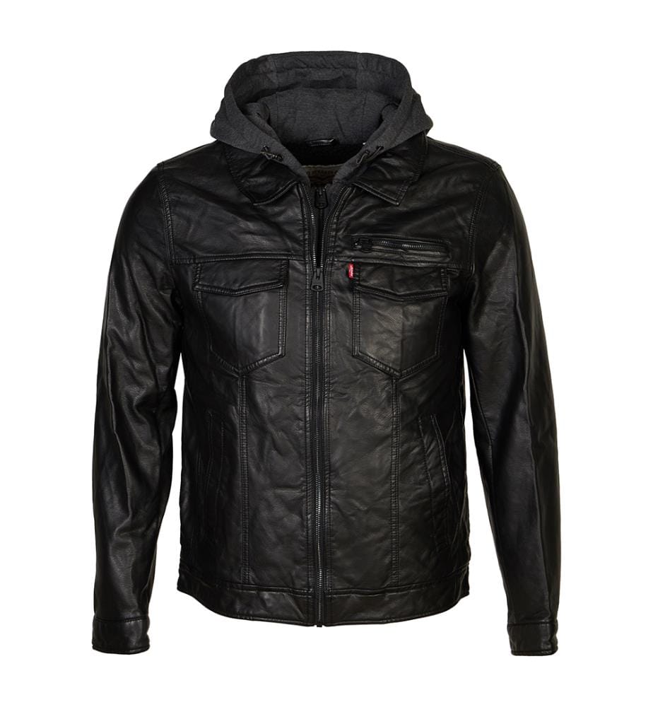Veste Trucker Faux Leather with Sherpa Lining