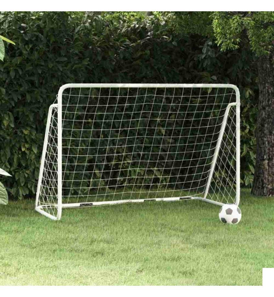 But de football avec filet Blanc 180x90x120 cm Acier