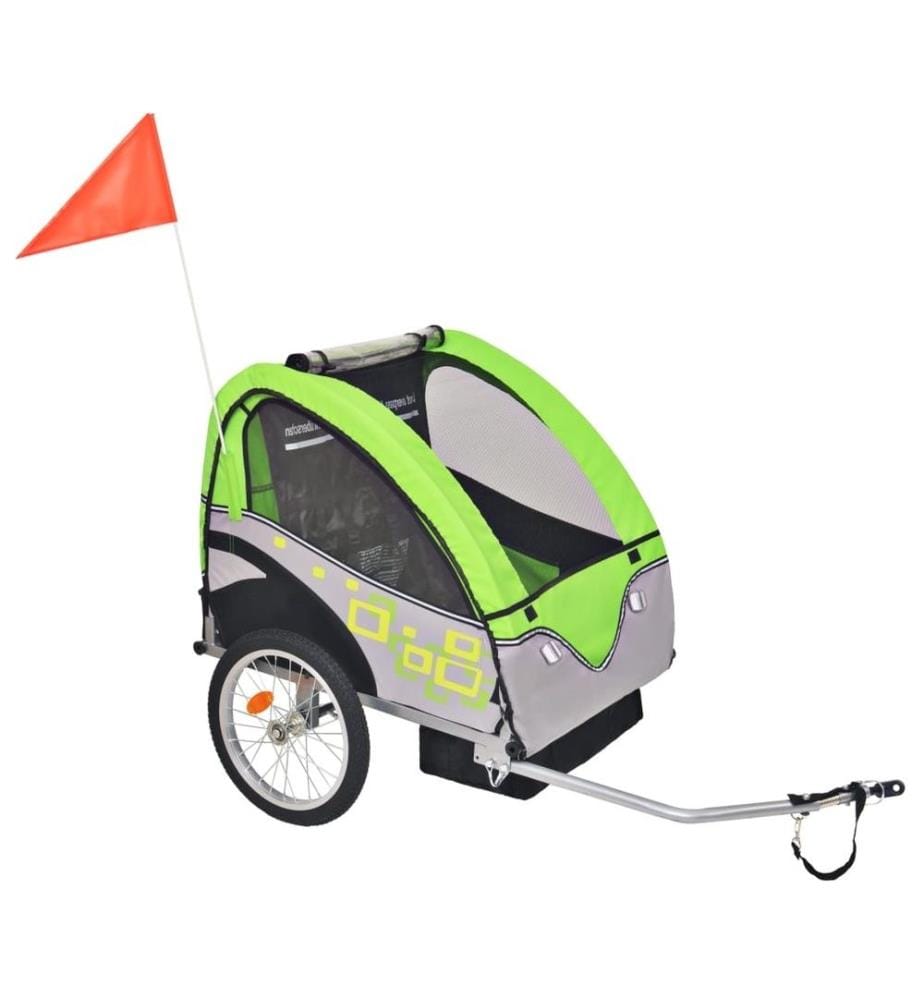 Remorque de vélo gris et vert 30 kg