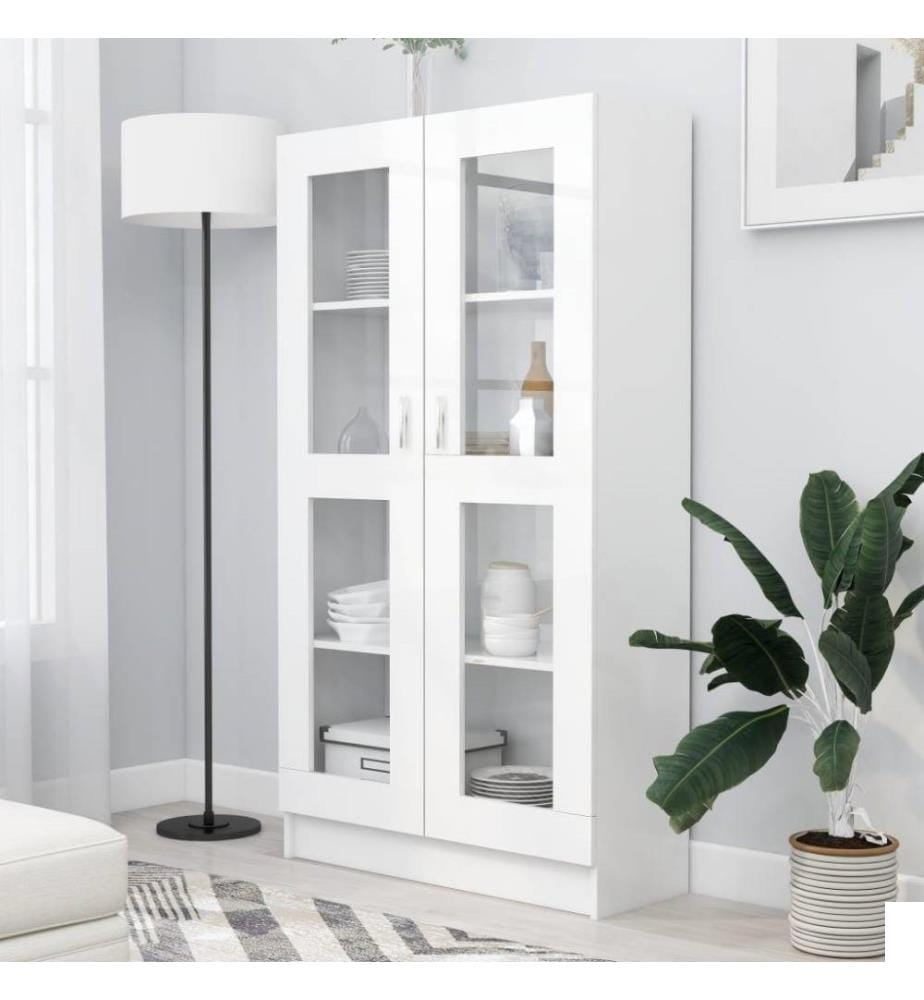 Armoire à vitrine Blanc 82,5x30,5x150 cm Aggloméré
