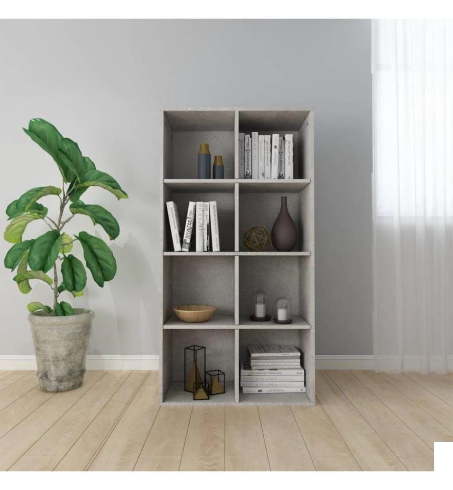 Bibliothèque/Buffet Gris béton 66 x 30 x 130 cm Aggloméré