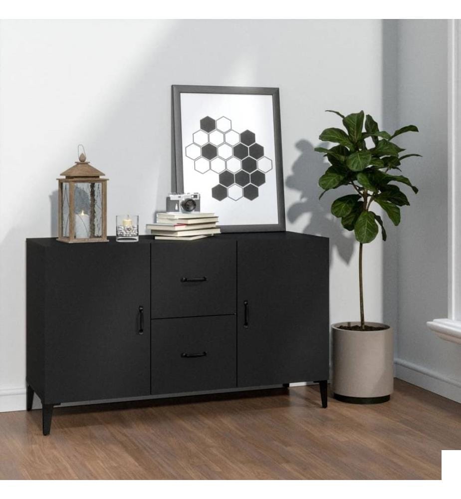 Buffet noir 100x36x60 cm bois d'ingénierie