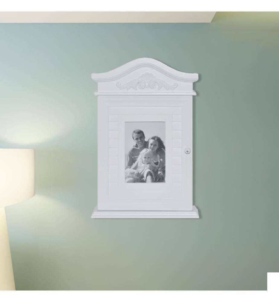 Armoire à clés avec cadre photo Blanc