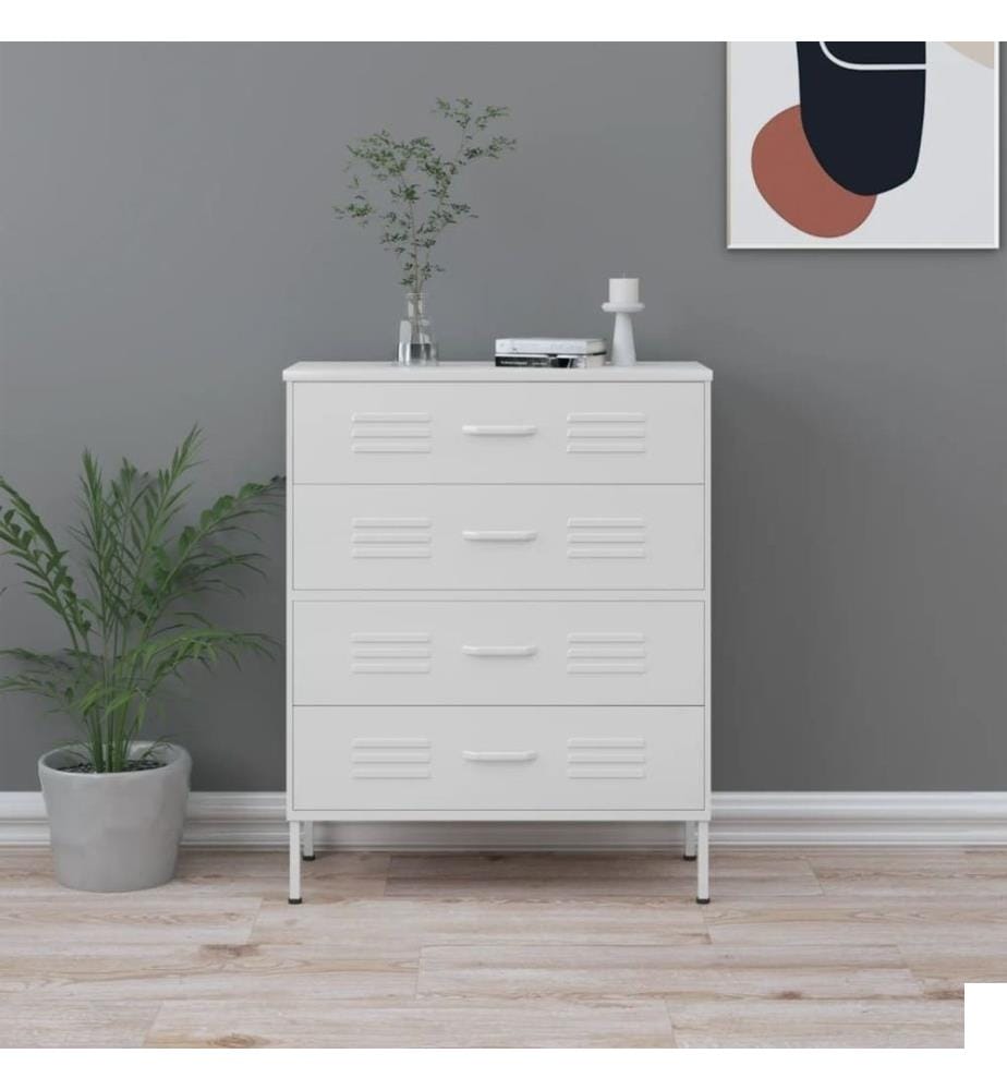 Commode Blanc 80x35x101,5 cm Acier