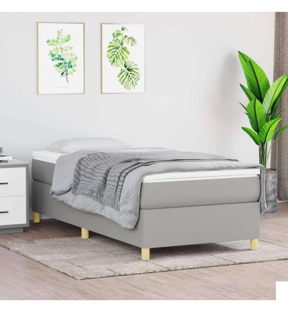 Lit à sommier tapissier avec matelas Gris clair 90x200 cm Tissu