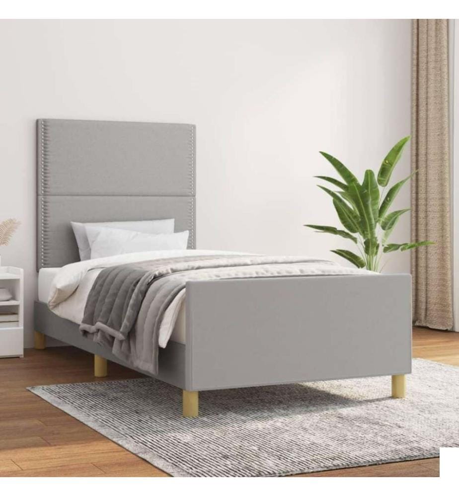 Cadre de lit avec tête de lit Gris clair 80x200 cm Tissu