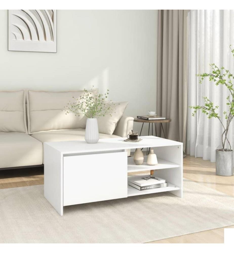 Table basse Blanc 102x50x45 cm Bois d'ingénierie