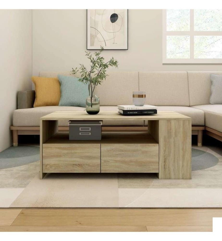 Table basse Chêne sonoma 102x55x42 cm Bois d'ingénierie