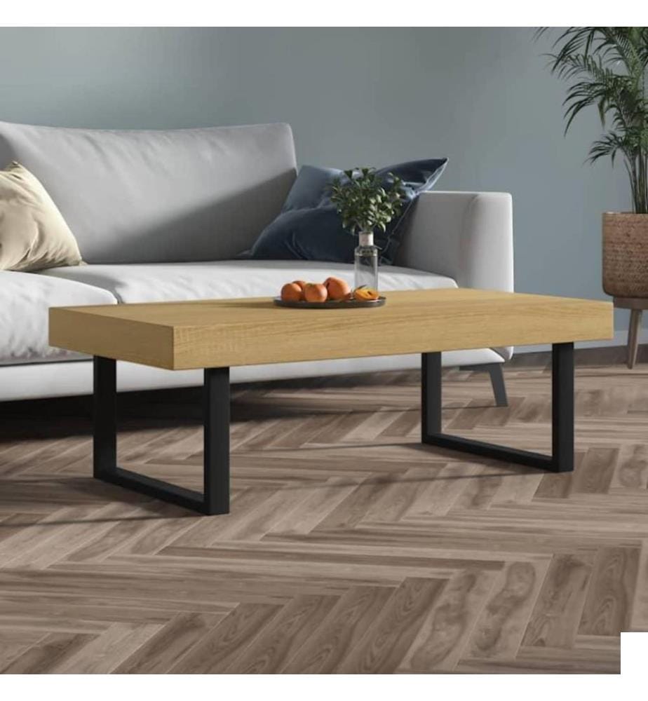 Table basse Marron clair et noir 120x60x40 cm MDF et fer