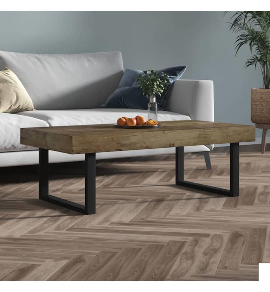 Table basse Marron foncé et noir 120x60x40 cm MDF et fer
