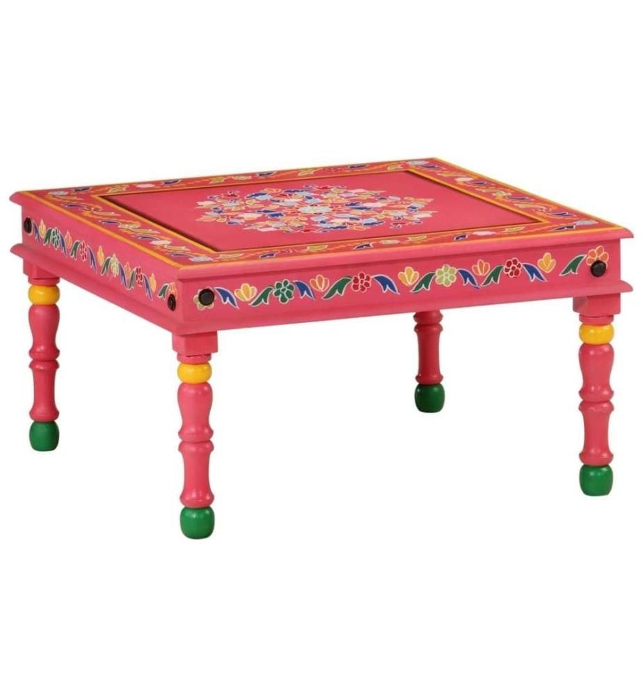 Table basse rose bois de manguier massif peint à la main