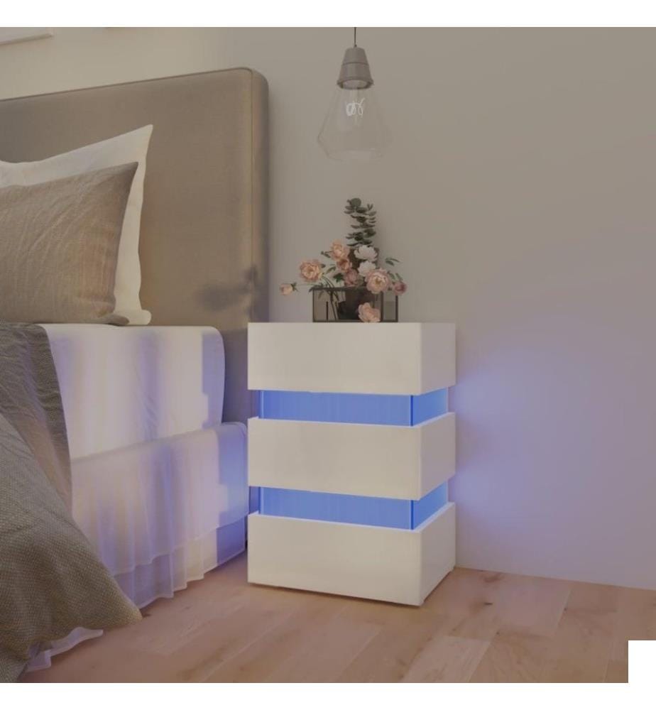 Table de chevet à LED Blanc brillant 45x35x67 cm Aggloméré