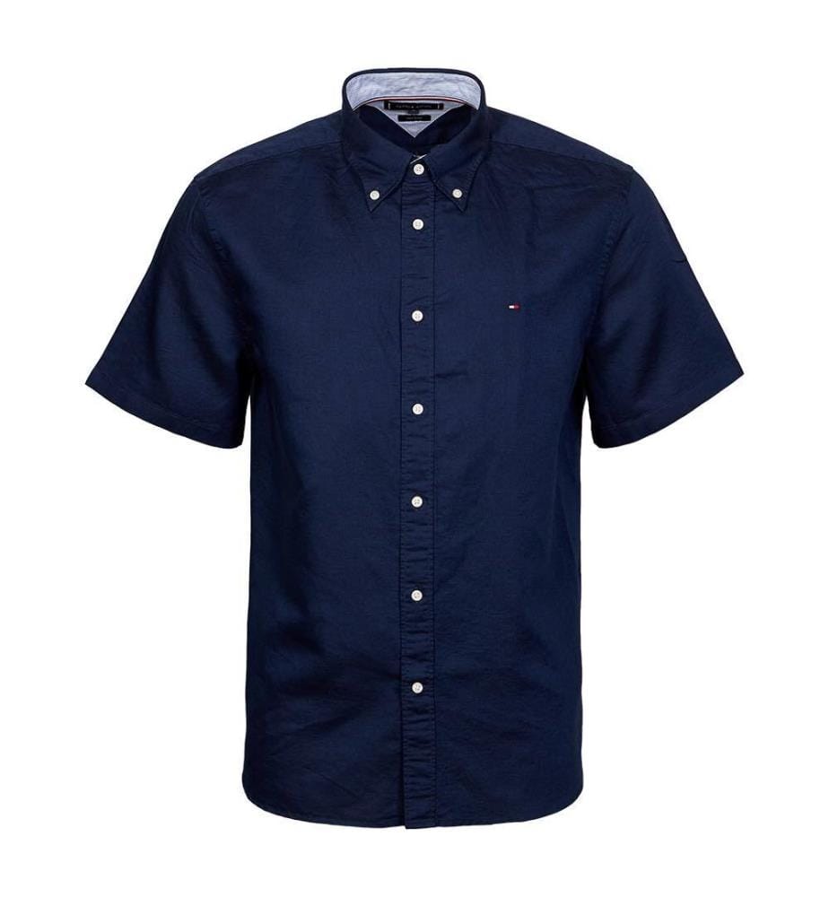 Chemise unie en lin - Carbon Navy