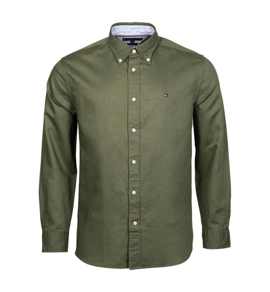 Chemise solide en lin - Battle Green