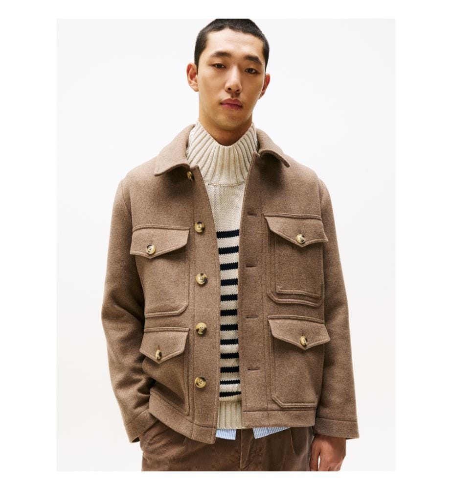 Surchemise Utilitaire en Laine Mélangée - Beige