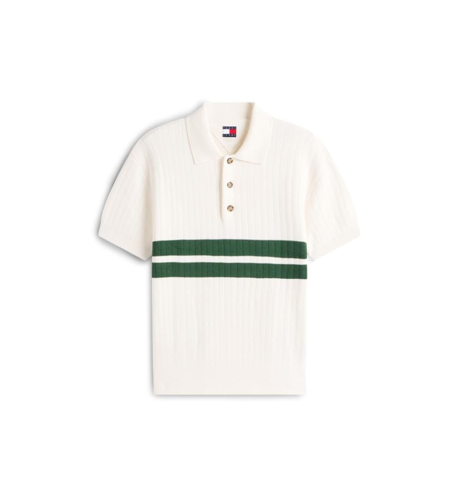 Polo Coupe Standard Tommy Badge en Maille - Blanc et Vert