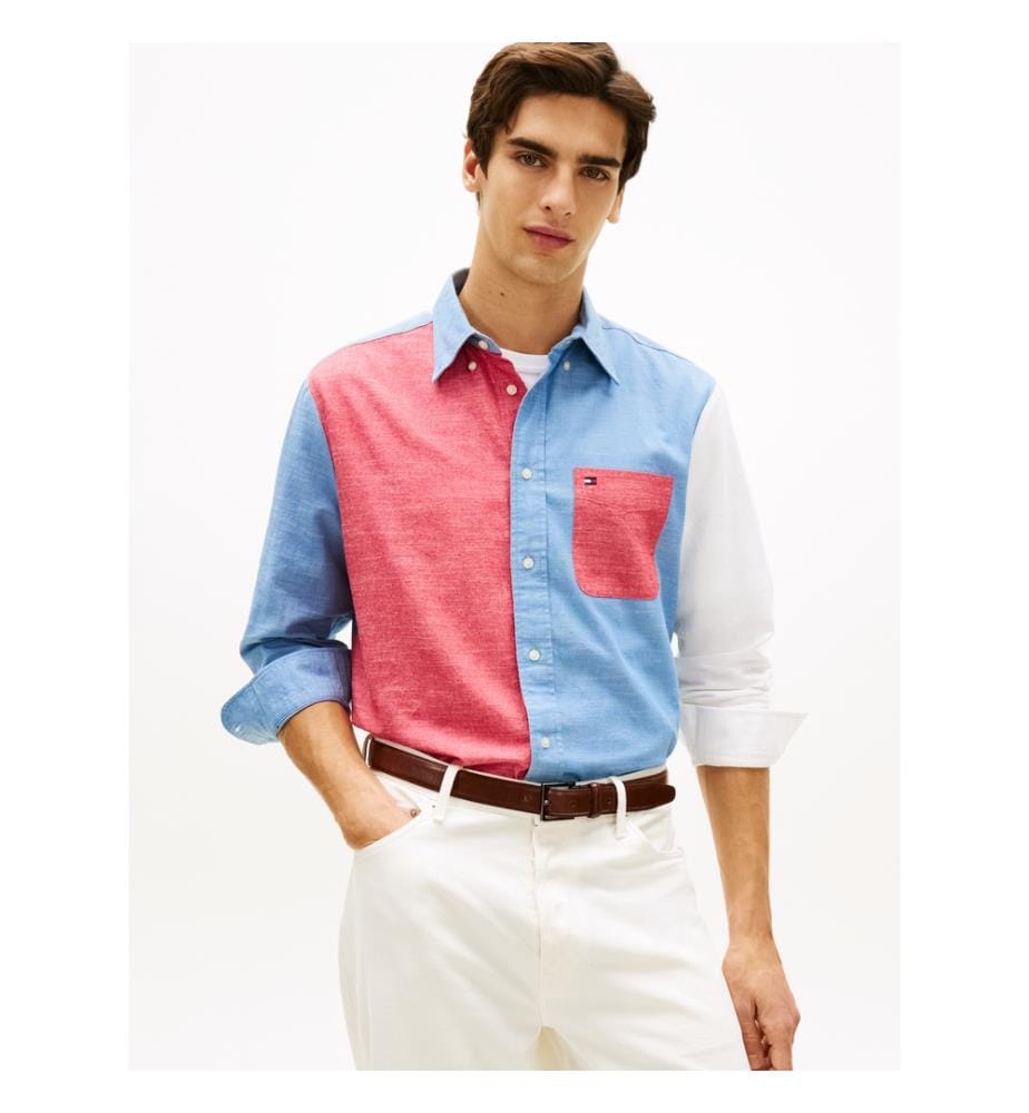 Chemise Chambray à blocs - Rouge Chambray à blocs
