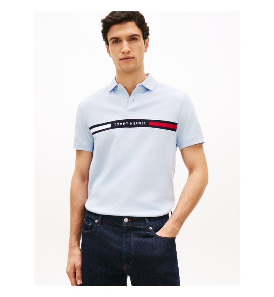 Polo à manches courtes coupe régulière empiècement poitrine - C1O