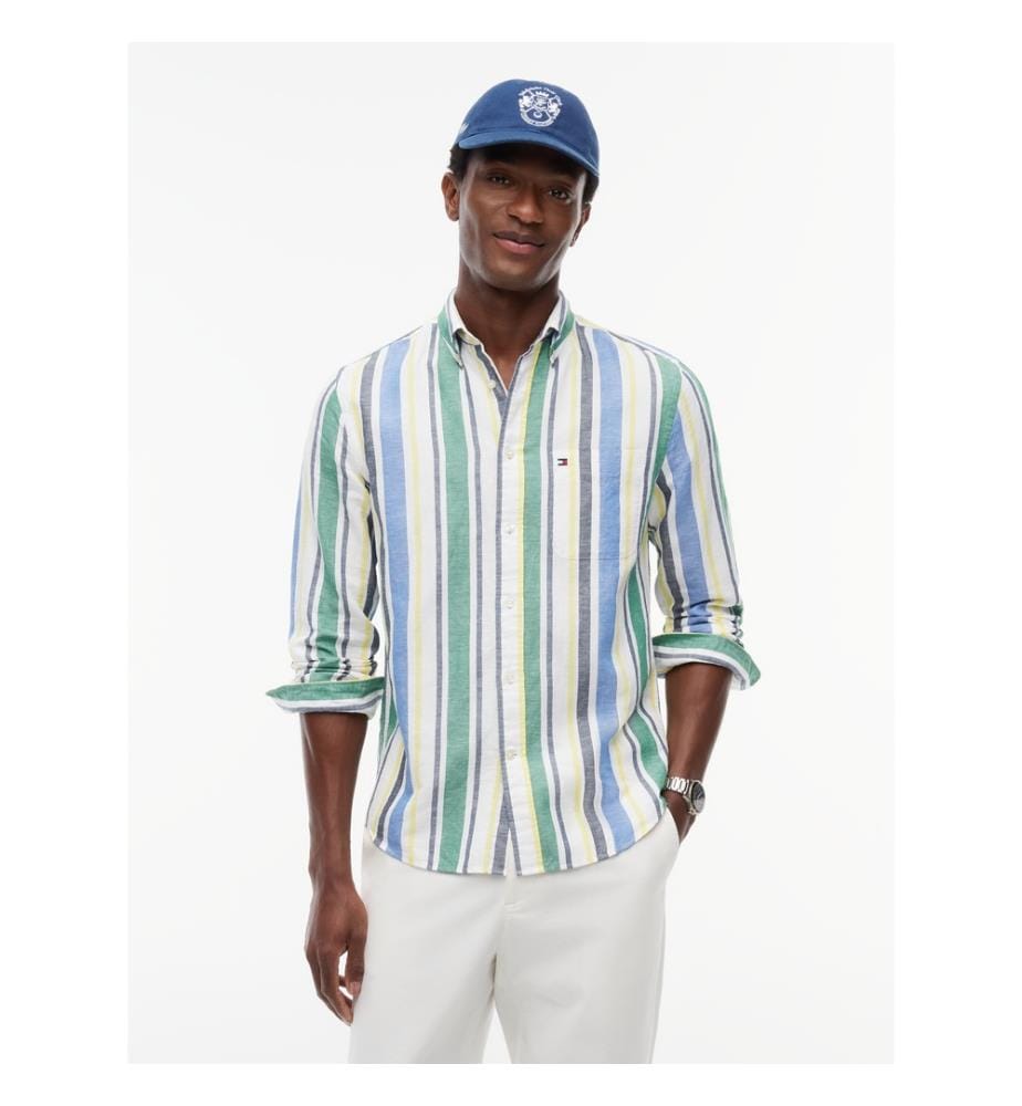 Chemise Regular Rayure audacieuse Mélange lin-coton - 0CD