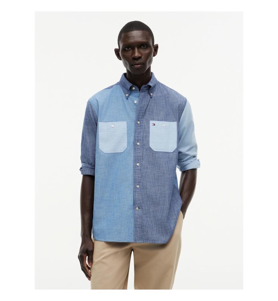 Chemise Décontractée colour-block - Bleu
