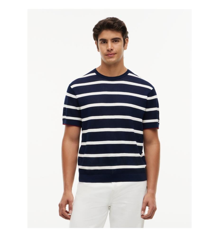 Pull New York Label à manches courtes - bleu marine clair