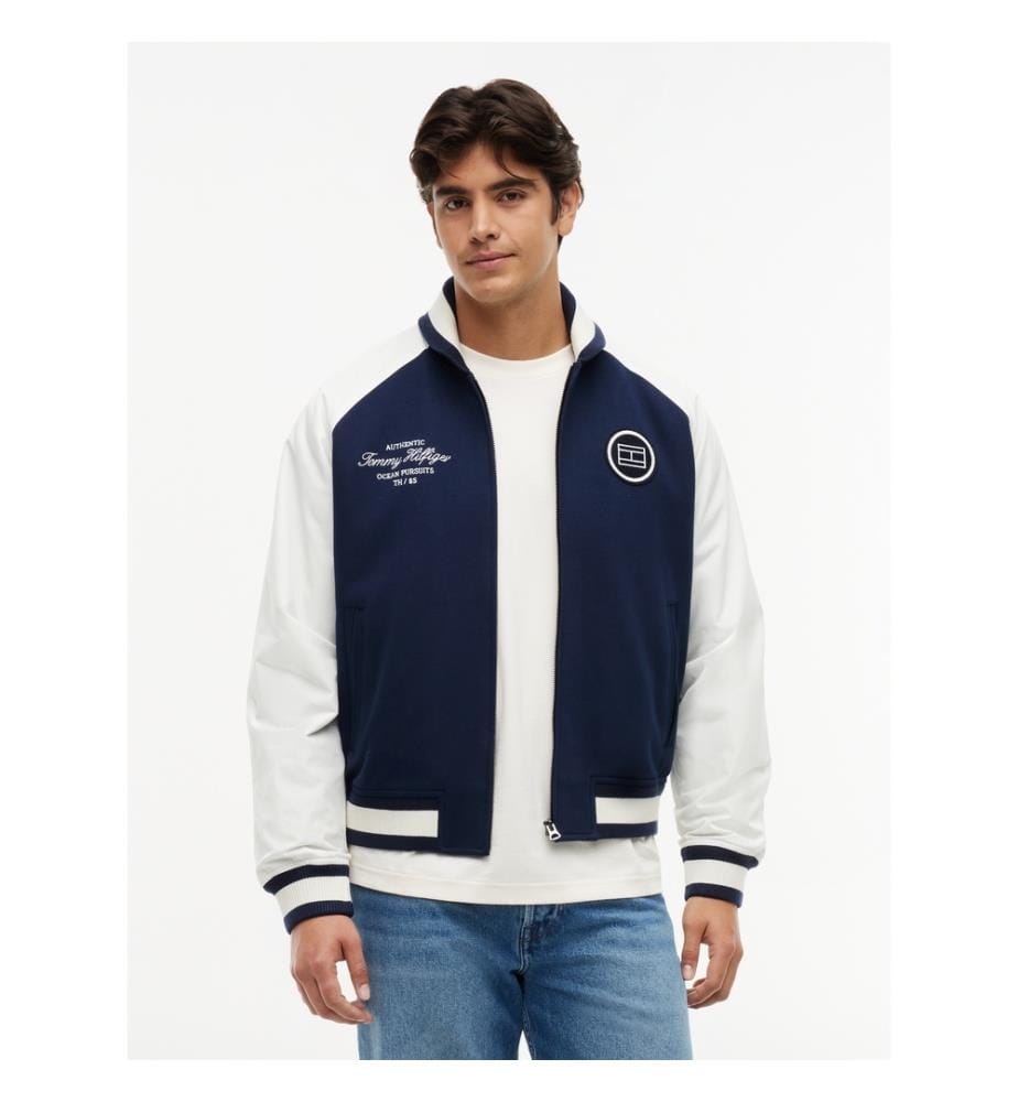 Bomber Colour-Block - Marine et Blanc