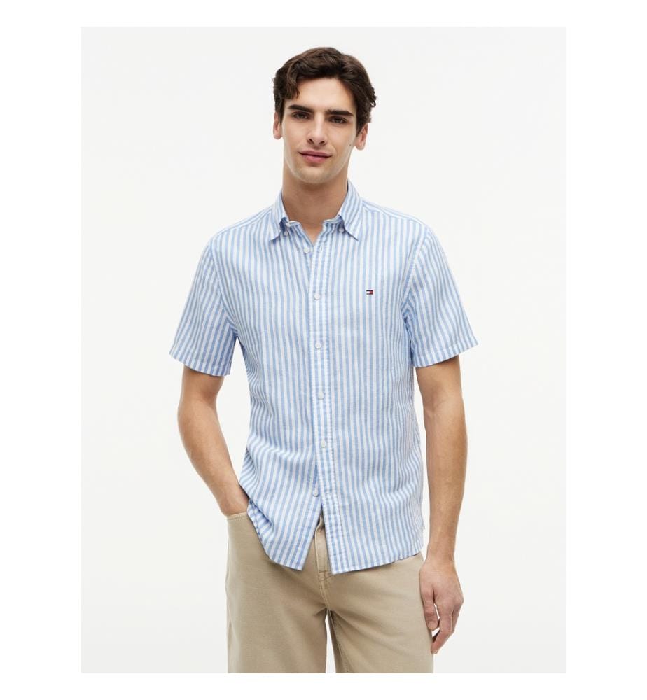 Chemise Bengale en Lin - Blanc et Bleu