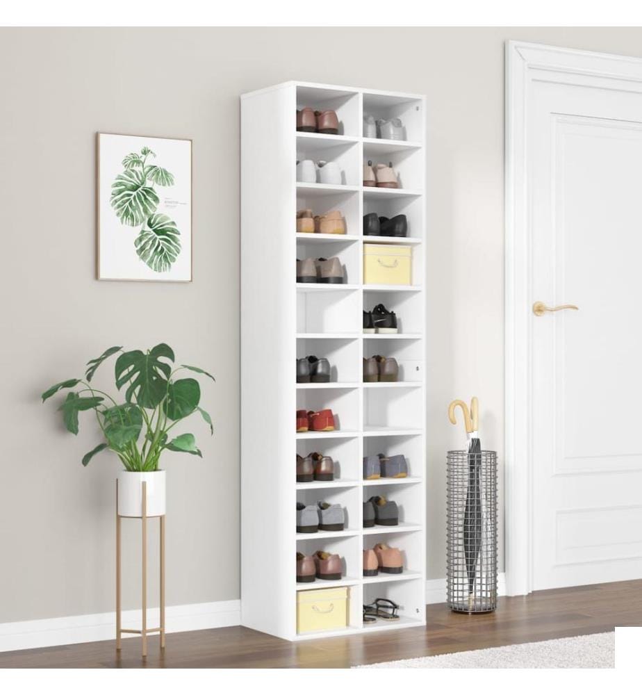 Armoire à chaussures Blanc 54x34x183 cm Bois d'ingénierie