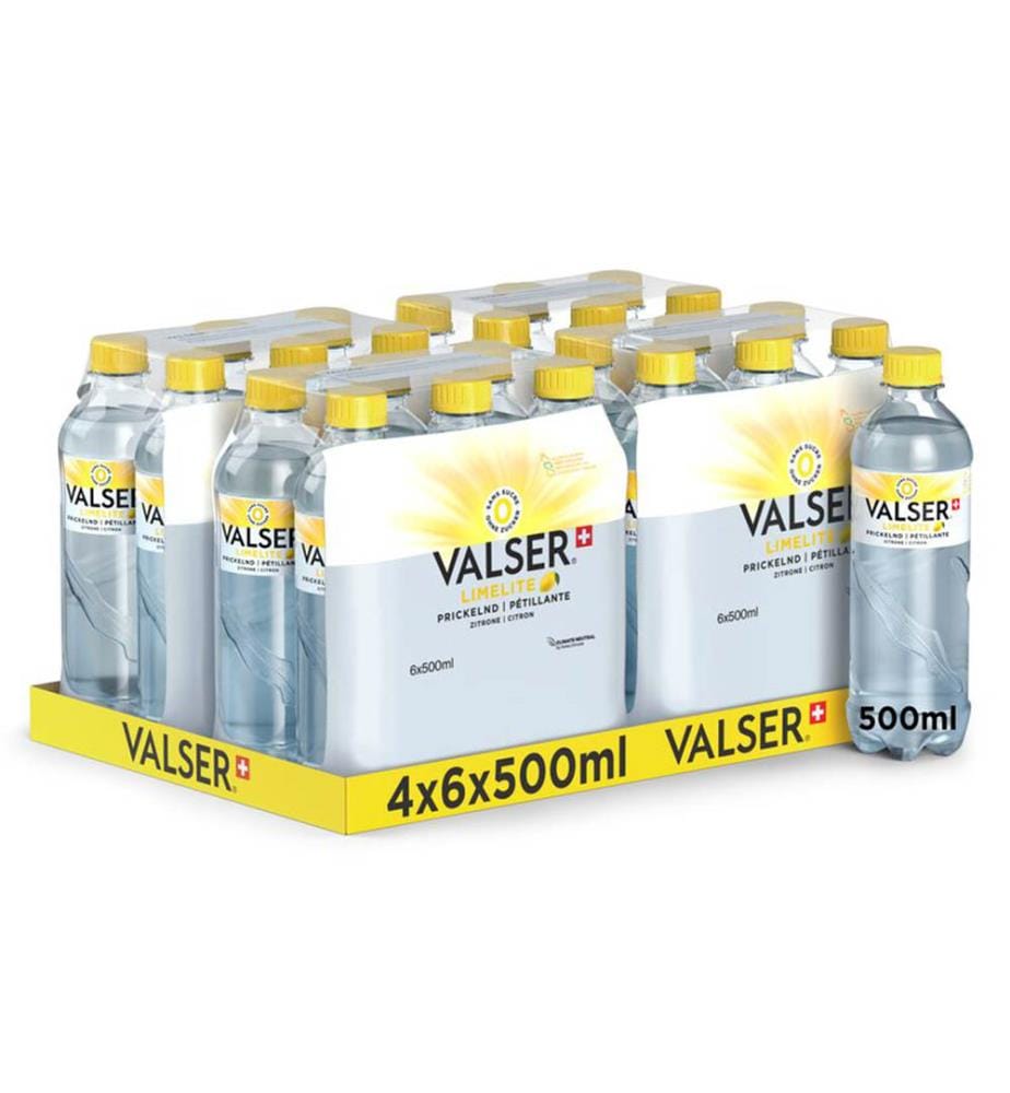 4 x 6 Valser Sparkling Lemon, Pet - 500 ml