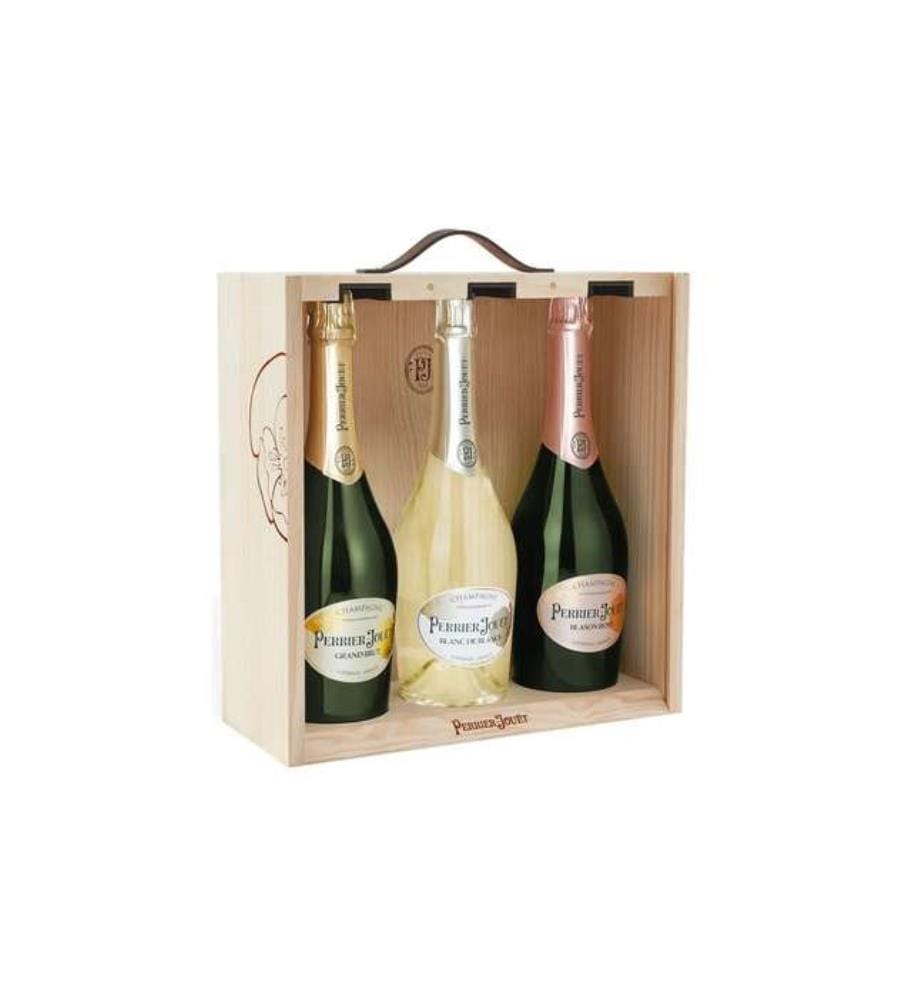 Coffret cadeau en bois Discovery Trio : Grand Brut, Blason Rosé & Blanc de Blancs - 3 x 75 cl