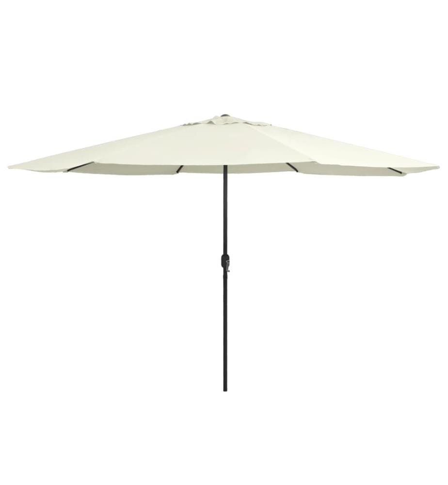 Parasol d'extérieur avec mât en métal 390 cm blanc sable